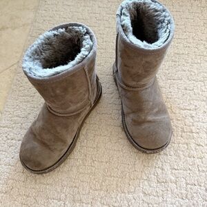 UGG Girls Cozy Grey Suede Boots with Fur Lining